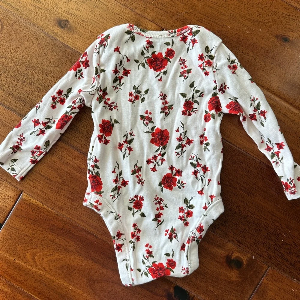 Old Navy Red Floral Kids Bodysuit
